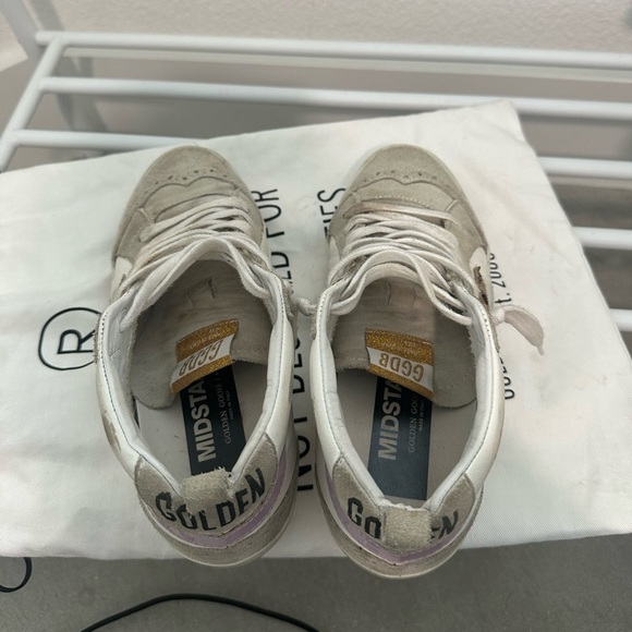 GOLDEN GOOSE WHITE GREY AND LEOPARD LEATHER SUEDE MID STAR SNEAKERS - Picture 5 of 8